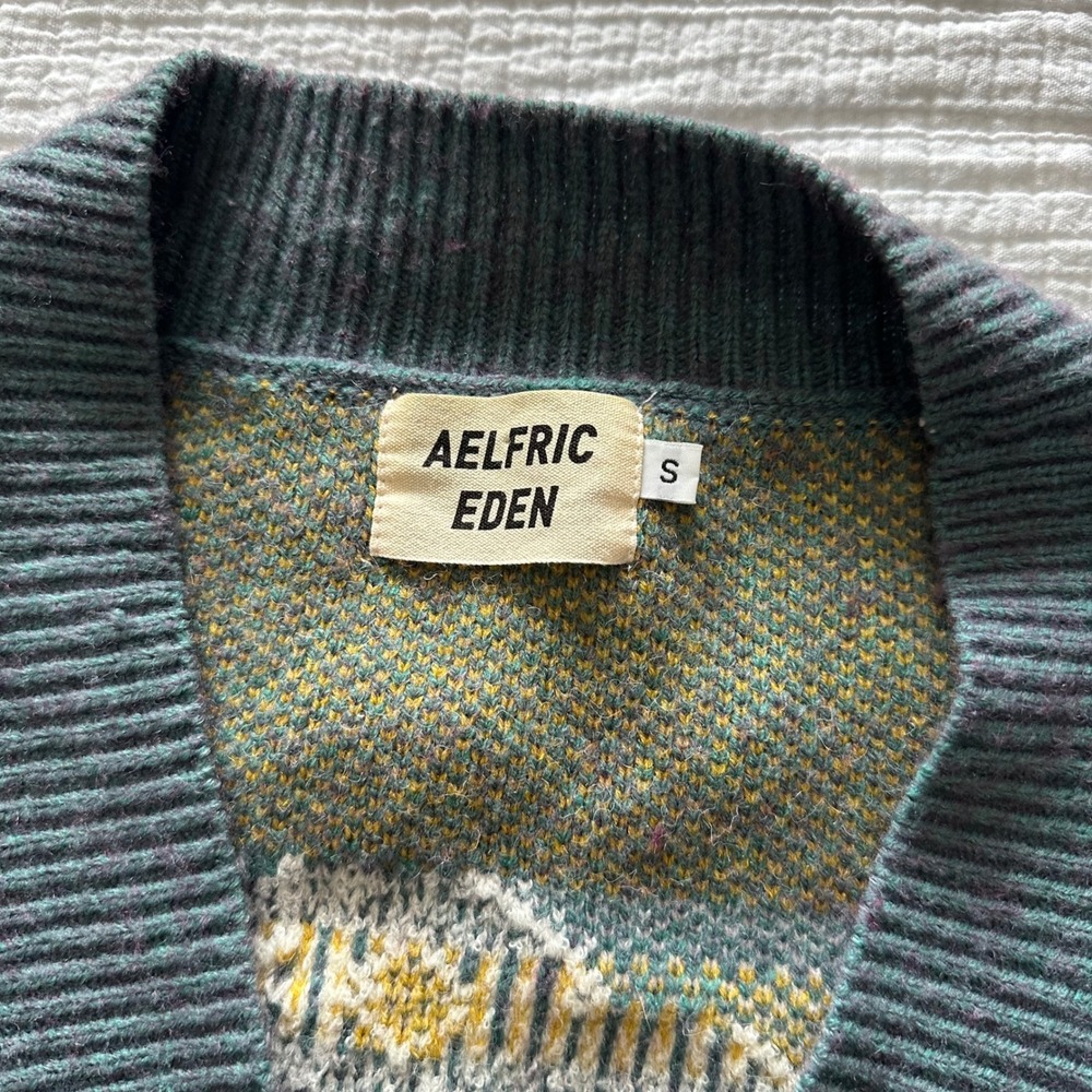 Aelfric Eden Blue Sheep Fluffy Pattern Knit Cardigan - Small - Picture 4 of 6